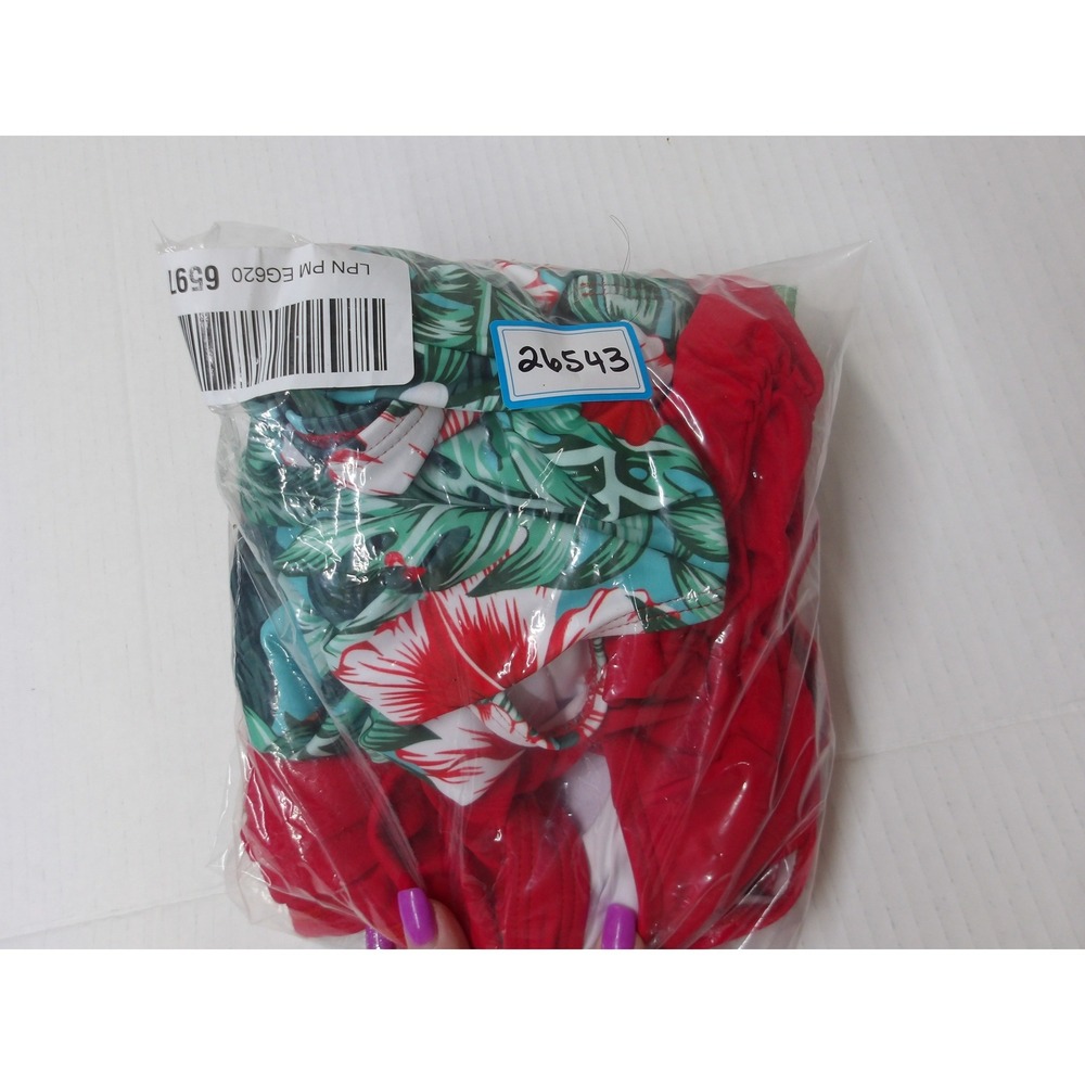 Tropical Floral Bikini Set Red Green White‎ Two Piece Tankini XL /#26543 - Picture 7 of 7